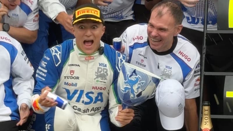 GP des Pays-Bas: quand Hadjar casse son trophée après son premier podium en Formule 1