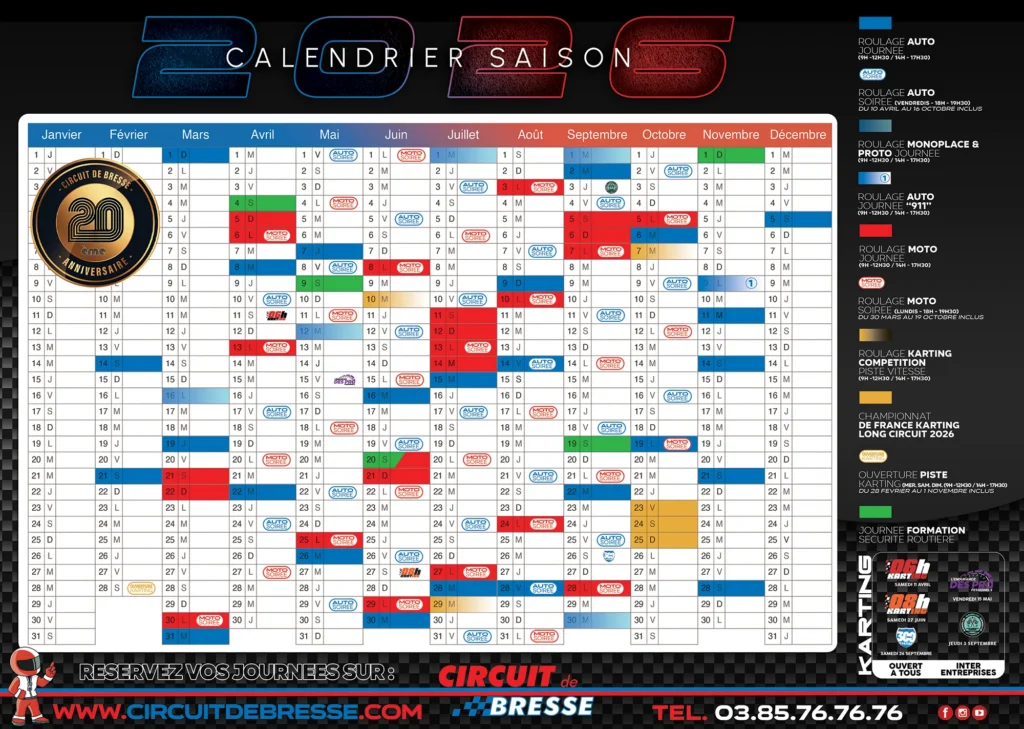 calendrier piste 2026